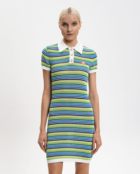 Casablanca White striped polo dress with emblem WSP26KW136601EXBC