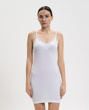 Vetements White ribbed mini dress with lace WE76DR427W