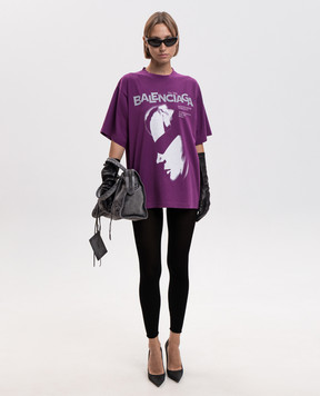 Balenciaga Purple T-shirt with logo print 871733TUVO5