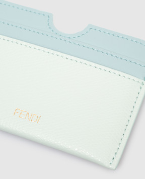 Fendi Green leather cardholder with logo print 8M0562B141