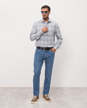 ISAIA Blue checkered shirt CAM088C1210