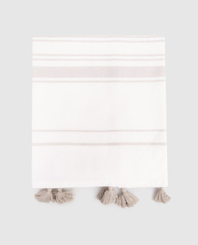 L'appartement White towel with tassels ONESIDEHANDTOWEL