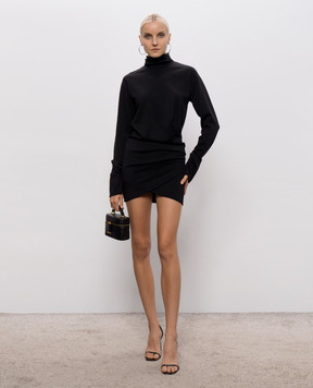 Dondup Black mini dress with drapery DA560KS0027DXXX