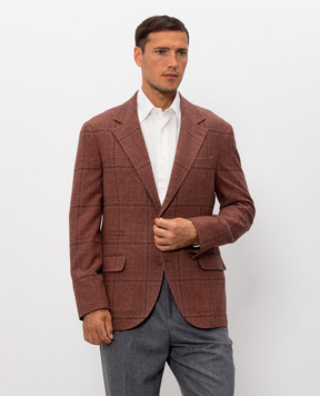 Brunello Cucinelli Brown silk, wool and cashmere jacket MV4647BTDH