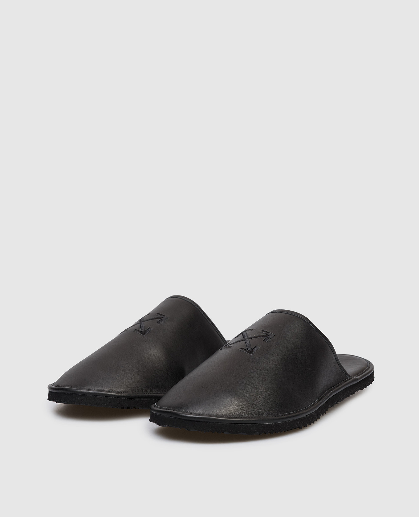 

Black leather slippers with Arrow embroidered logo Off-White