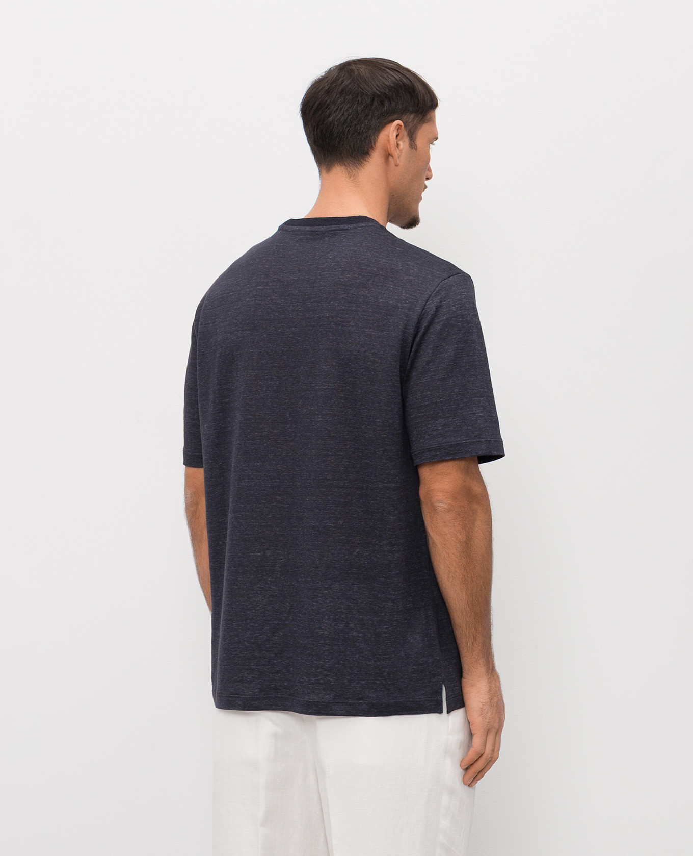 

Blue linen T-shirt with logo embroidery Agnona