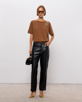Twinset Brown T-shirt with crystals 262AT2220