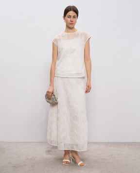 Peserico White top with embroidery A0637503701