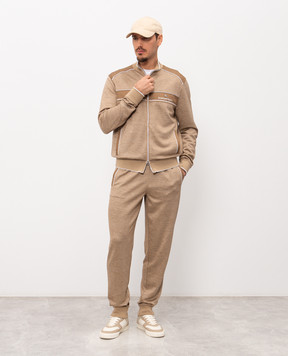Stefano Ricci Brown silk and linen tracksuit K919052R31T26103P3P