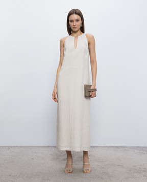 Peserico Beige linen midi dress E0226602600