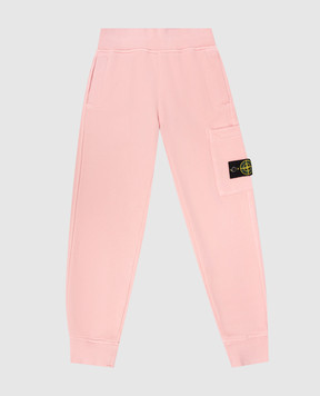 Stone Island Kids' pink joggers with logo patch K2S166200001S0A2014