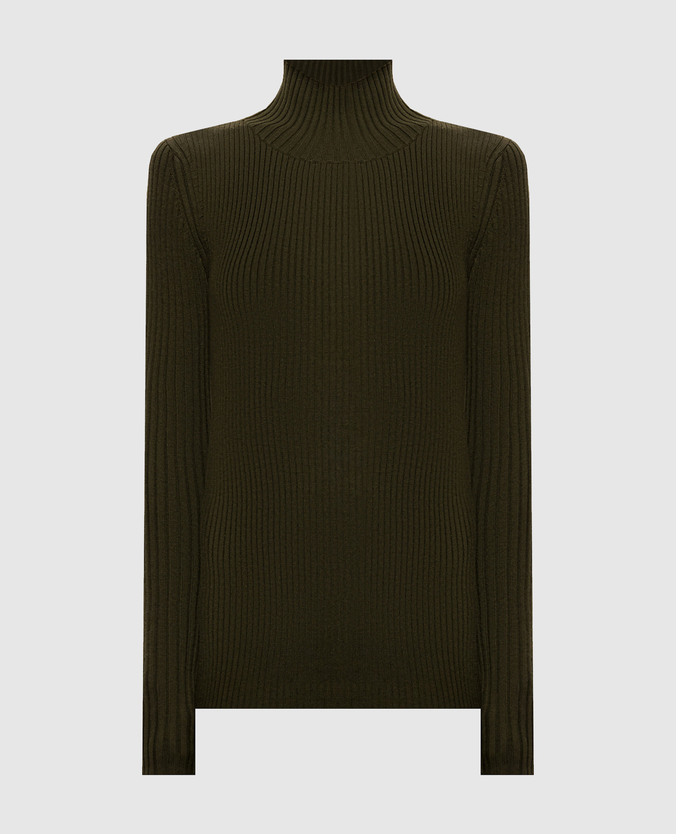Green ribbed merino wool golf shirt