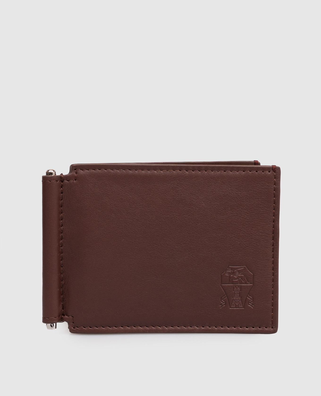

Brown leather wallet with embossed logo Brunello Cucinelli