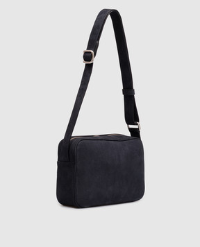Orciani Blue nubuck bag with textured logo P00759NAB