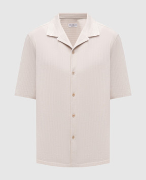 Brunello Cucinelli Beige silk shirt with woven pattern MW8326684