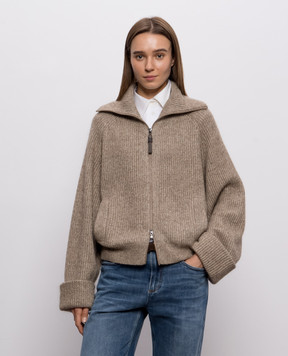 Brunello Cucinelli Brown cashmere cardigan with lurex MTX755606P