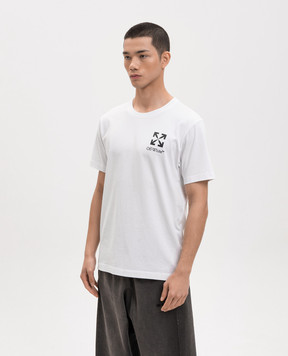 Off-White White T-shirt with logo and emblem print 44MAA027S26J00B