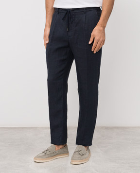 Peserico Blue linen pants R54274T00D02494
