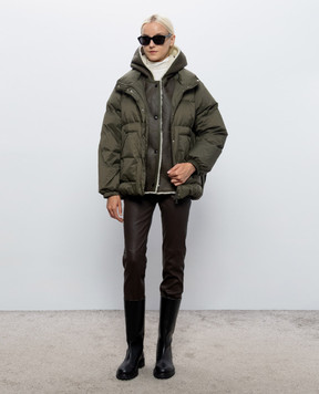 Yves Salomon Army Green down jacket with fur 26WFV02467U08W