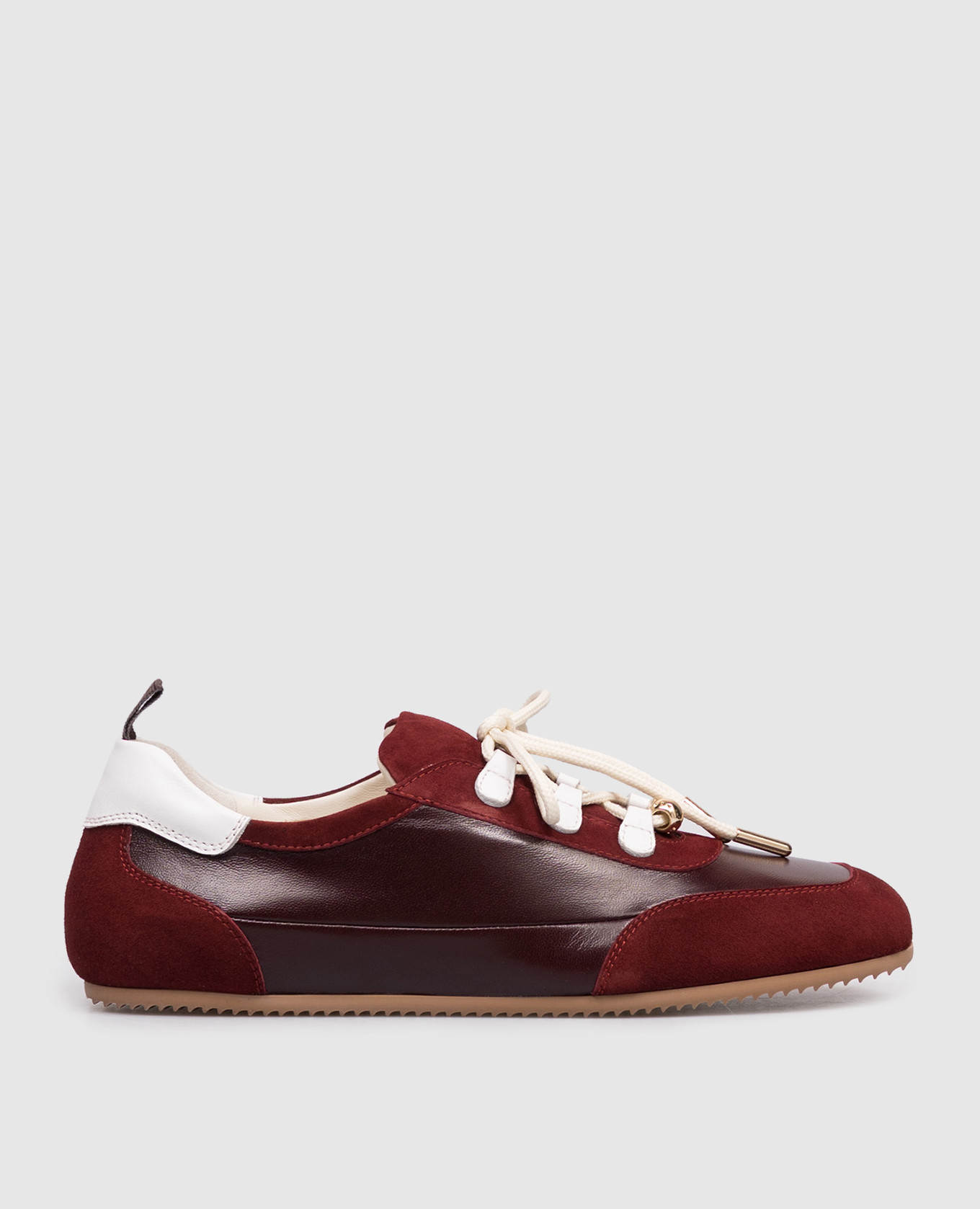 Burgundy leather sneakers with beads