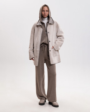 Simonetta Ravizza Beige reversible sheepskin coat Edo F06CO208H21