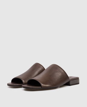 Brunello Cucinelli Brown leather mules with chain MZSLC3171
