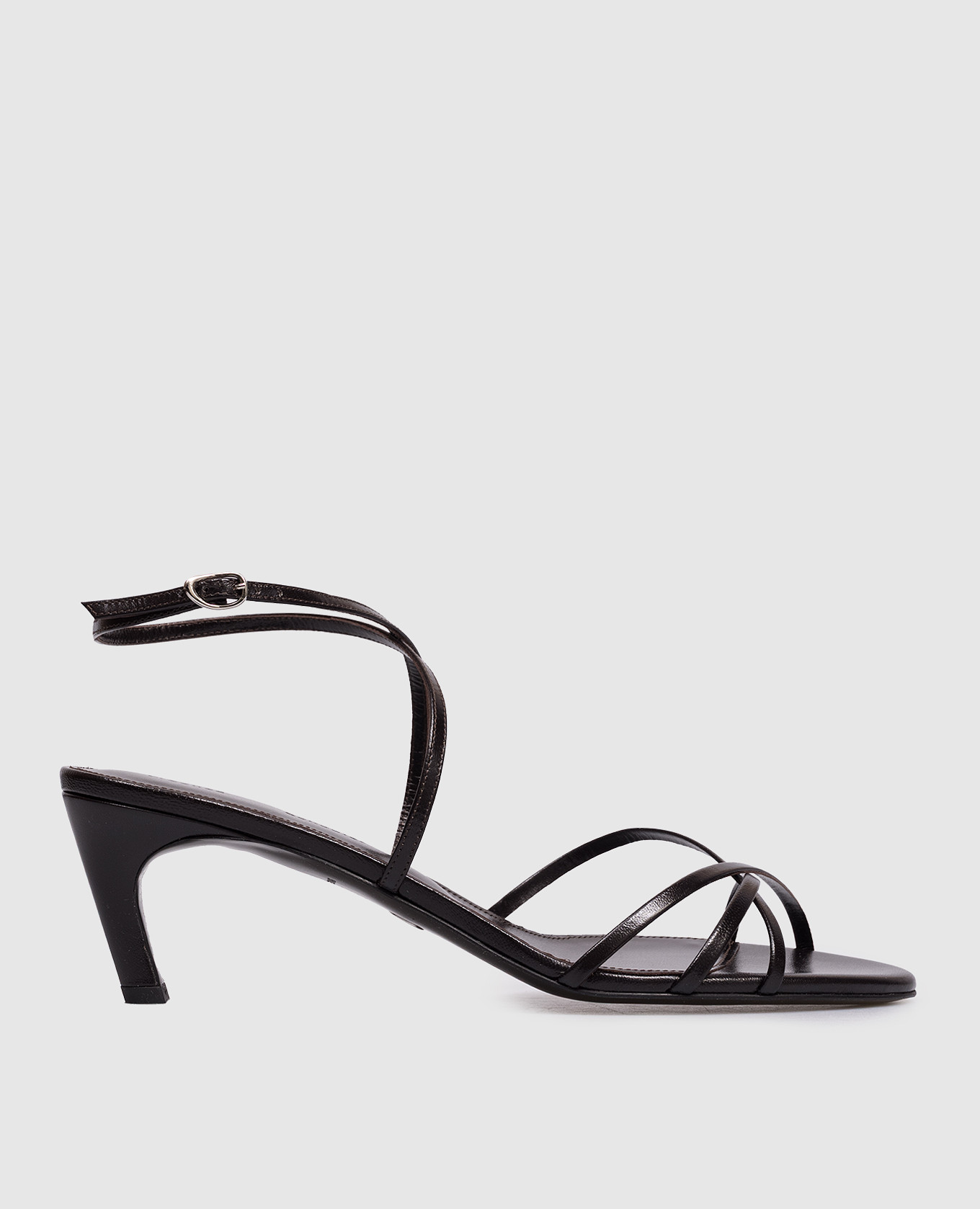 Uma brown leather glossy sandals
