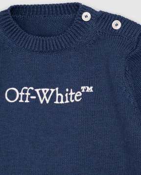 Off-White Children's blue wool suit with embroidery 44B2X004F26K001