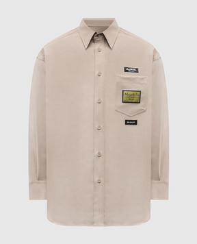 Maison Margiela MM6 Beige wool shirt with branded patches SH0DT0040M35733