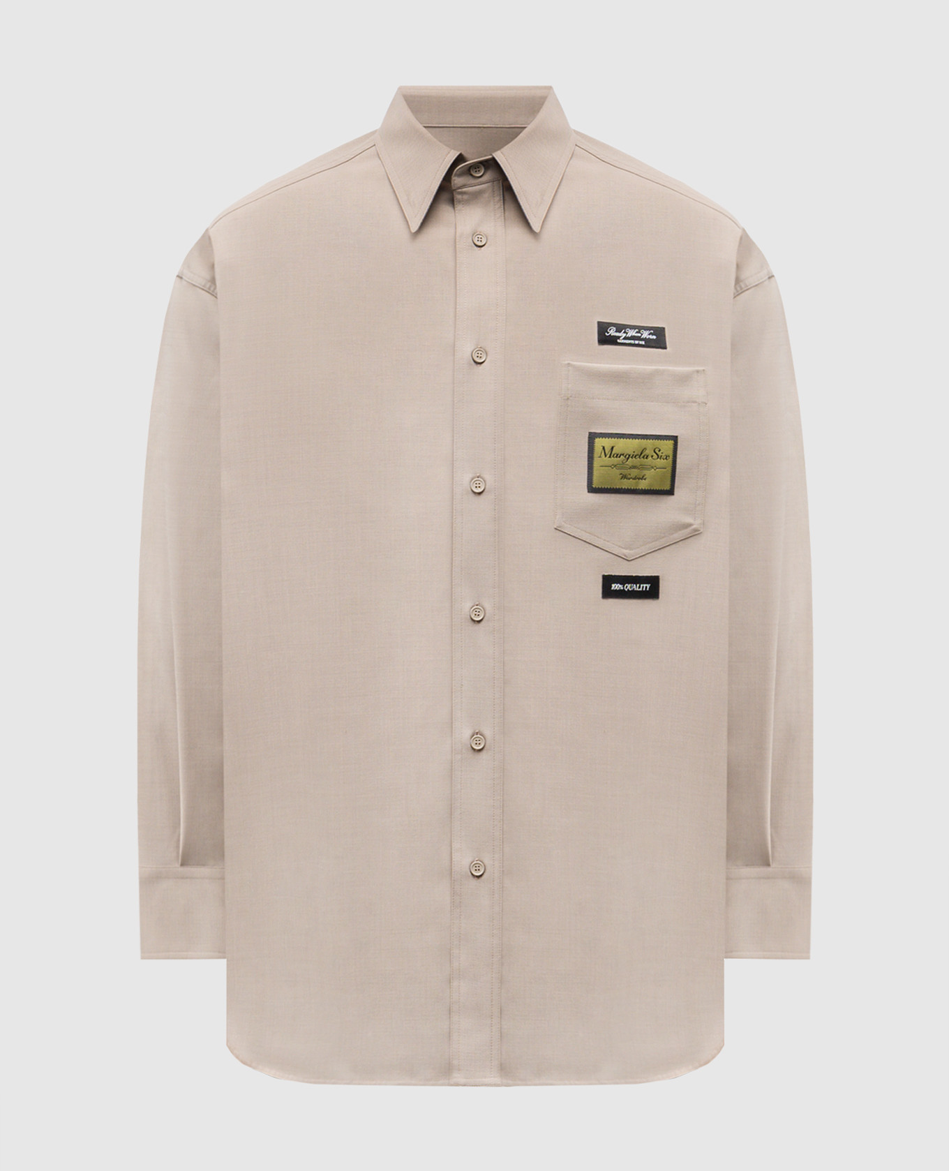 

Beige wool shirt with branded patches Maison Margiela MM6