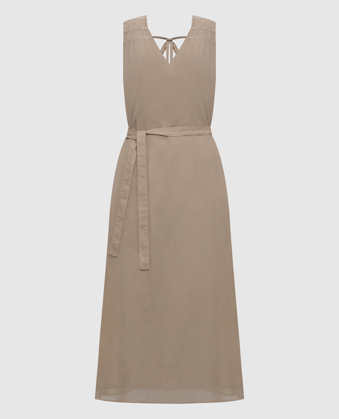 Beige dress with monil chain