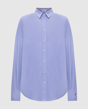 Brunello Cucinelli Blue shirt with a monil chain MA795NL916