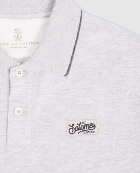 Brunello Cucinelli Children's gray polo shirt with embroidery BE854T329C