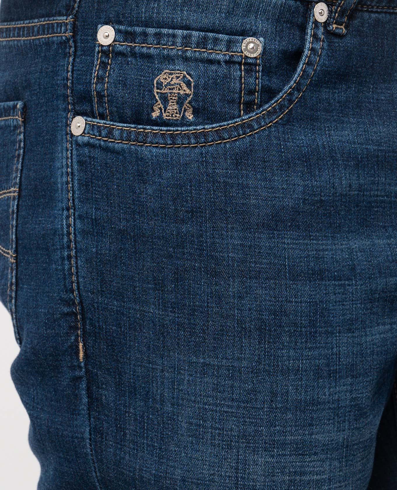 Blue jeans with logo patch Brunello Cucinelli 5