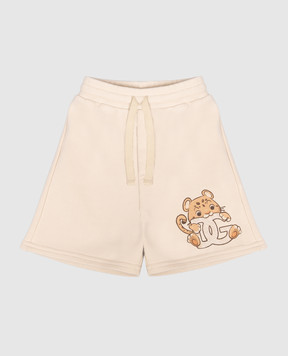 Dolce&Gabbana Children's beige shorts with print L1JQS2G7PNI