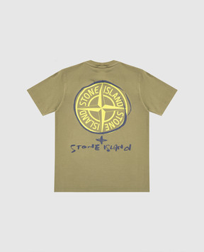 Stone Island Children's khaki T-shirt with emblem and logo L1S162100009S03771012