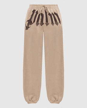 Palm Angels Beige joggers with logo print PMCH025S26FLE003