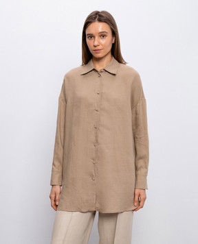 Agnona Brown linen shirt TD1113YU3049