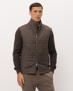 Bertolo Cashmere Brown wool and cashmere vest 000356002732