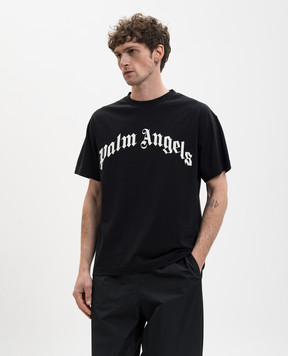 Palm Angels Black T-shirt with contrast logo PMAA109S26JER00G