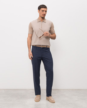 Bertolo Cashmere Brown silk polo shirt 902330002421