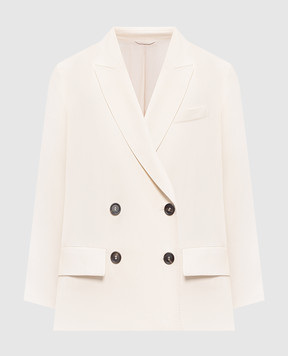 Brunello Cucinelli Beige double-breasted jacket with linen MH1267621