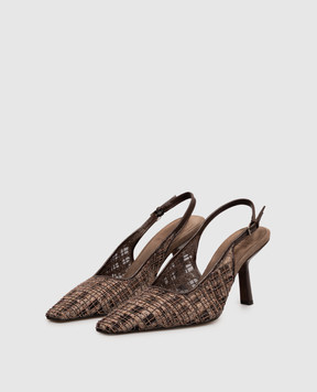 Brunello Cucinelli Brown slingbacks with monil chain MZSKC3432