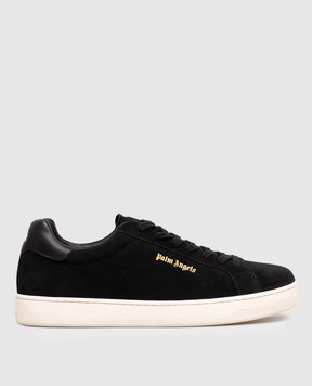 Palm Angels Black suede sneakers with logo print PMIA110S26LEA001