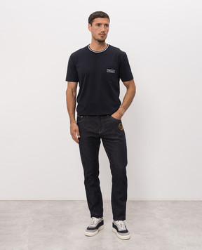 Dolce&Gabbana Blue t-shirt with logo patch G8RA2ZG7Q2P
