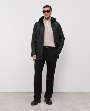 Cashmere&Whiskey Black sheepskin coat with hood DF795
