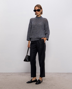 Peserico Gray wool sweater with sequins A99245F05G9100