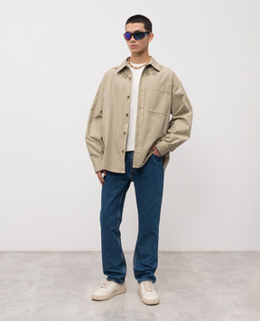 Palm Angels Blue jeans with textured monogram logo PMYA039R24DEN001