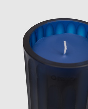 Onno Royal Blue XS candle with Ginger Fig scent in a glass candle holder ON280G