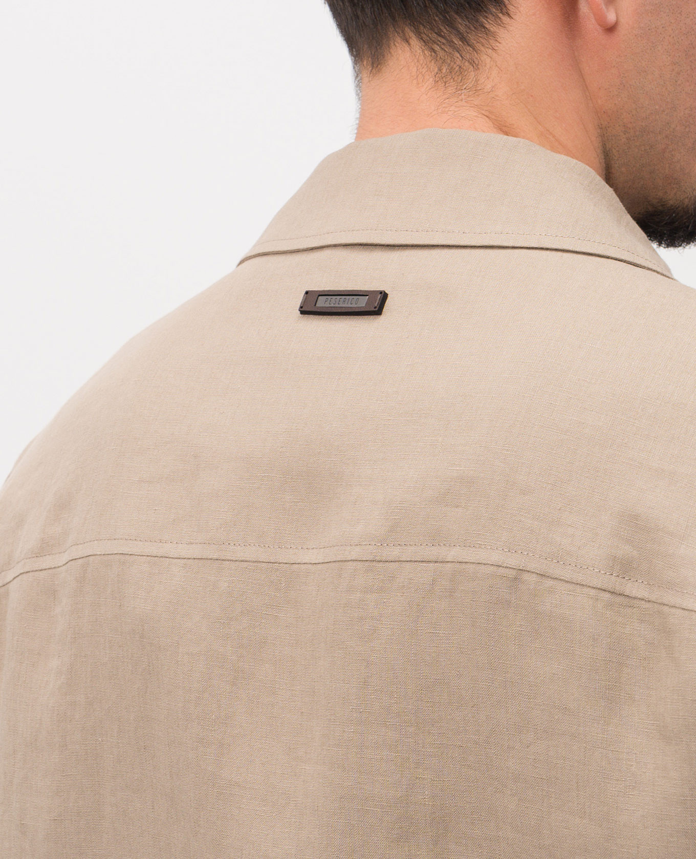 Brown linen shirt jacket Peserico 5
